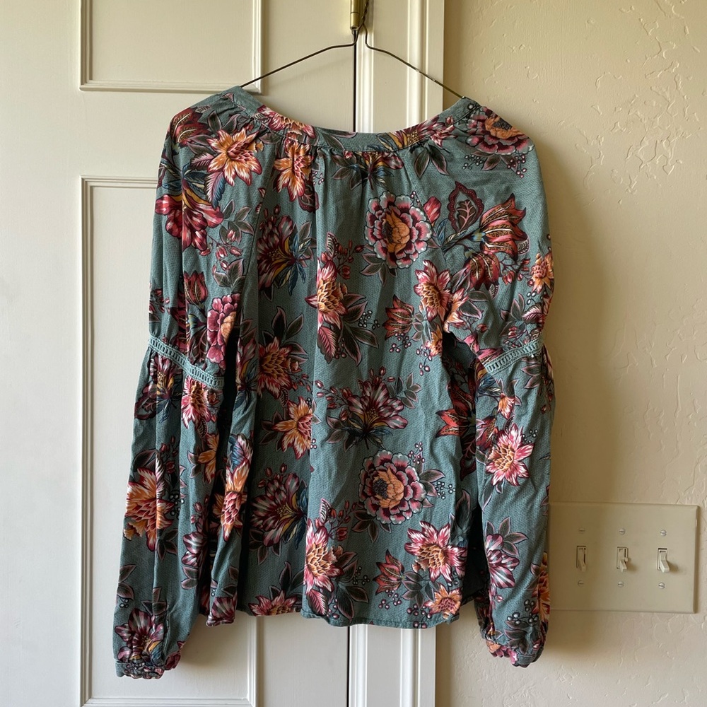 Farm Rio Anthropologie Paola Floral Peasant Blouse Size XS - Picture 8 of 8